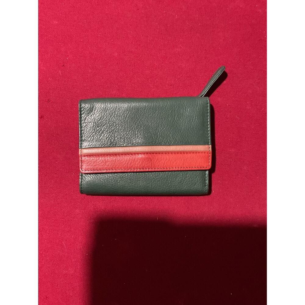 Brown leather Osgoode Marley trifold wallet with RFID protection
